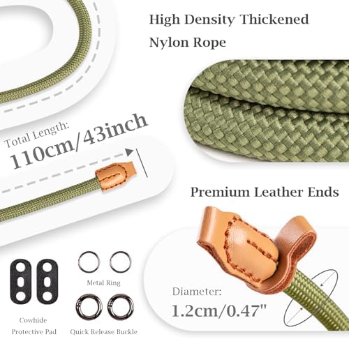 VOVMOEYA Nylon Braided Camera Rope Strap, Camera Neck Shoulder Strap with O-Ring for DSLR & Mirrorless Camera - Green - Image 3