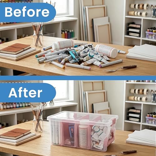 ArtBin Semi Satchel Portable Craft Organizer with 3 Dividers - Clear Plastic Storage Case for Art & Craft Supplies - Image 6