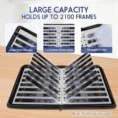 35mm Film Negative Sleeves Storage Kit, 50 Pack 7x6 Acid-Free Archival Pages & Binder Box - Holds 2100 Frames for 35mm/135 Film Collect & Organization - Image 3