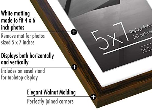 Americanflat 5x7 Picture Frame with Shatter-Resistant Glass - Streamline Collection - Thin Border Photo Frame for Tabletop and Wall Display - Hanging Hardware and Easel Stand Included - Mahogany - Image 3