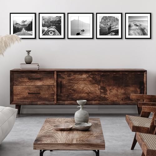 Americanflat 15x15 Picture Frame 5-Pack - Matted to 12x12 - Black - Image 4