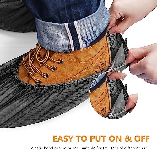 squish Shoe Covers Disposable Non Slip, 100 Pack(50 pairs) Thick Extra Disposable Boot Covers Slip Proof Shoe Cover for Indoors Outdoors Recyclable Protector Covers Fits Virtually Most Shoes - Image 4