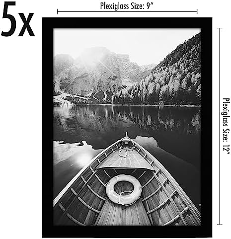 Americanflat 9x12 Picture Frame 5-Pack - Slim Molding - Black - Image 2