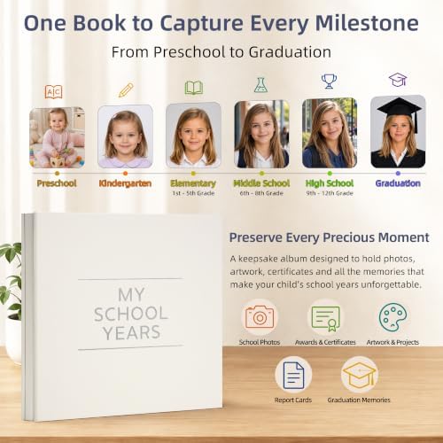 Large School Photo Album, 12 x 12 In, 40 Self-Adhesive Pages, Beige - Image 3