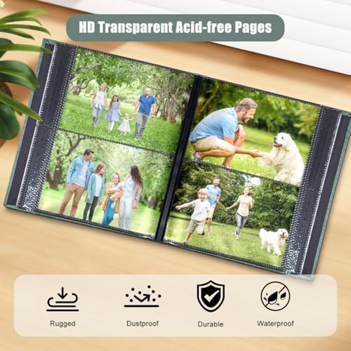Photo Album 4x6 with 200 Pockets, Slip-in Picture Albums, Linen Cover Memory Book with Front Window, Black Page Vertical Photo Book for Wedding, Family, Anniversary, Baby, Vacation(Green) - Image 2