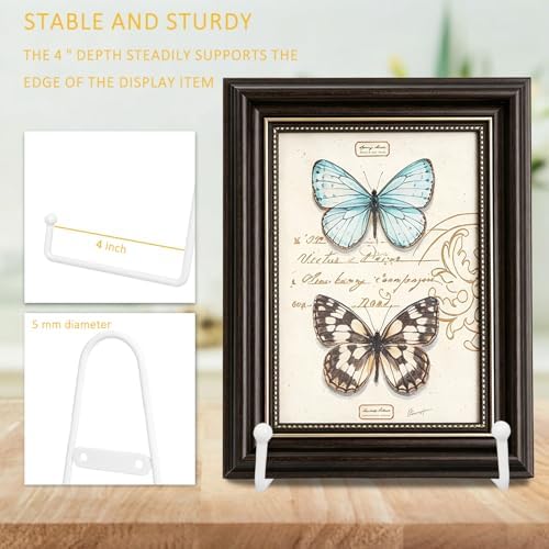 YY YEARCHY Metal Plate Stand Holder, Wall Hanging Display Rack, Sturdy Iron Easel for Displaying Plates (8-14Inch), Bowls, Platters, Art, Photos, Books (4, White, 8"x4.5"x4") - Image 5
