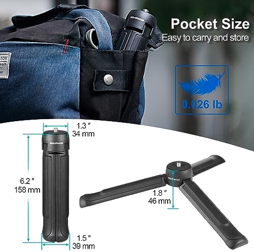 MINIFOCUS Camera Tripod, Desktop Tabletop Stand Compact Tripod with 1/4" Screw, Phone Tripod Stand for Gimbal Stabilizer Webcam Phone Holder Selfie Stick and All DSLR Cameras - Image 4
