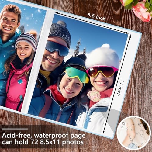 Aevdor 8.5x11 Photo Album, Holds 72 Photos, Linen Cover, Blue - Image 2