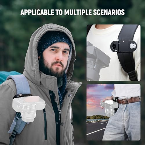 NEEWER Backpack Camera Clip Mount with Square QR Plate, Upgraded Safety Latch, Quick Release Camera Belt Clip Backpack Strap Compatible with PD QR System Canon Nikon Sony DSLRs, GP67 - Image 5