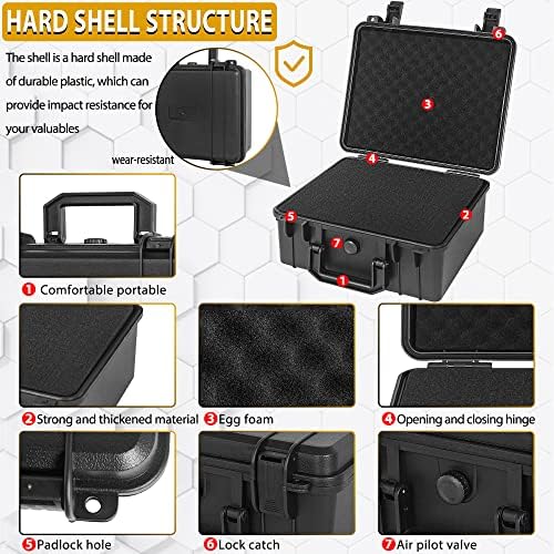 Protective Hard Case Shockproof Water-resistant with Customized DIY Foam Insert fit for Camera, etc, 11 X 9.5 X 5-Inch - Image 2