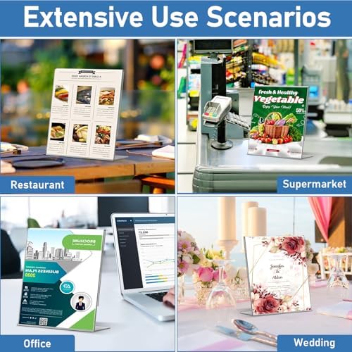 Acrylic Sign Holder 8.5x11 Inches, 10 Pack Clear Plastic Table Flyer Display Stand, L-Shape Vertical Menu Paper Holder Stand, Clear Picture Photo Flyer Display Stand for Restaurants, Store Fair,Office - Image 7