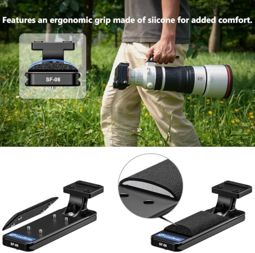 Leofoto SF-06 Replacement Lens Foot for Sony FE 100-400mm F4.5 GM OSS Lens (SEL100400MC), Arca-Swiss Dovetail Tripod Collar Foot with QD Socket, 1/4" & 3/8" Threads, CNC Aluminum Low-Profile Base - Image 2