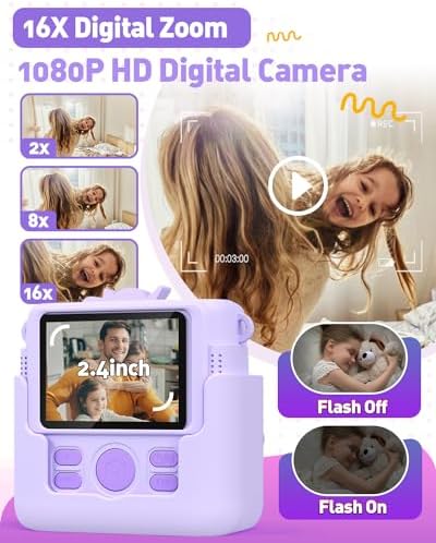 Kids Camera Instant Print,1080P Digital Camera Toy for 3-8 Years Old Girls - Image 4