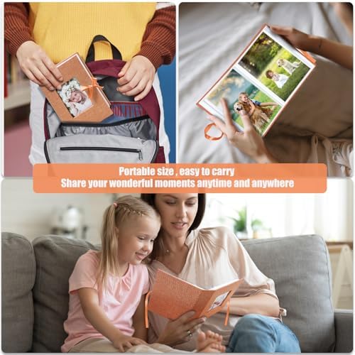 Photo Album 4x6 100 Pockets, Slip-in Picture Albums, Linen Cover Top Loader Vertical Pockets Albums for Baby, Kids Boy Girls, Wedding, Family, Anniversary, Orange - Image 7