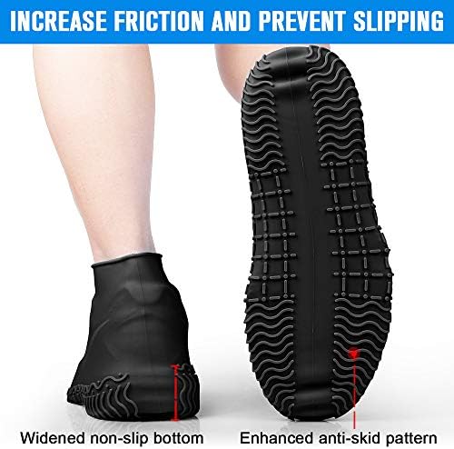 Shiwely Silicone Waterproof Shoe Covers, Upgrade Reusable Overshoes with Zipper, Resistant Rain Boots Non-Slip Washable Protection for Women, Men (L (Women 7.5-10.5, Men 6.5-9), Black) - Image 4