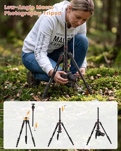 MACTREM 90in 2-in-1 Camera Tripod Monopod Aluminum Heavy Duty Travel Tripod - Image 5