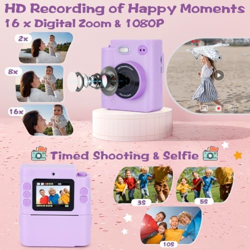 Cudinham Kids Camera Instant Print, Gifts for Age 3-12 Kids, 5 Rolls Paper - Image 3
