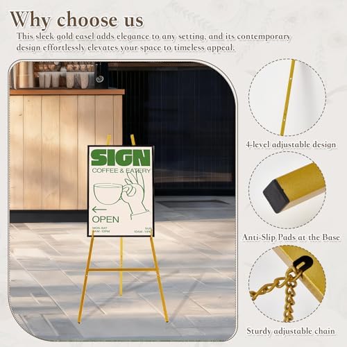 Gold Easel Stand for Sign, 43.5in Heavy Duty - Image 3