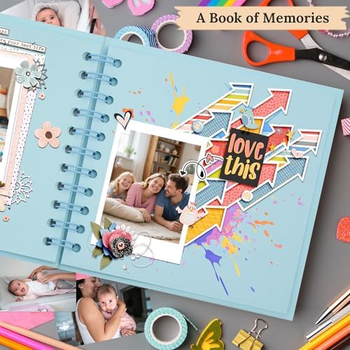 DIY Photo Album Scrapbook 6.3 Inch, Light Blue - Image 6