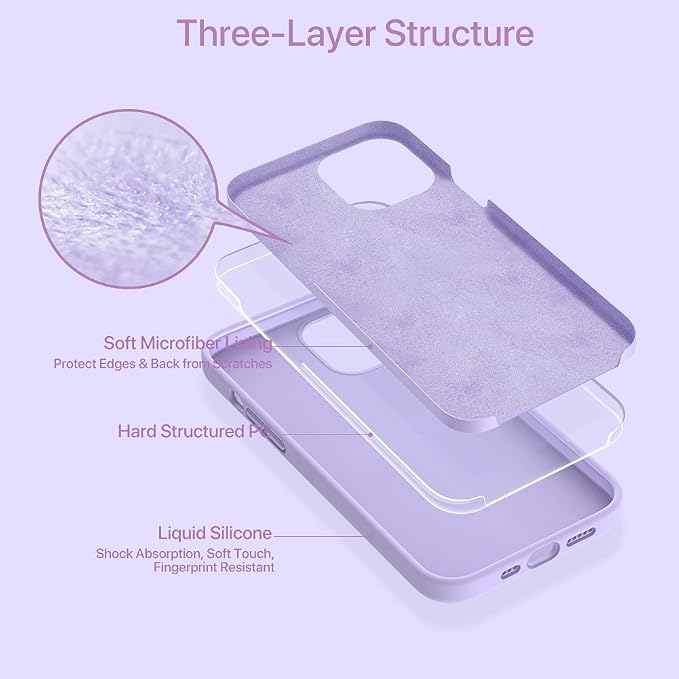 Miracase Silicone for iPhone 12 Case and iPhone 12 Pro Case, Violet | Liquid Silicone Gel Rubber Shockproof Drop Protection Phone Case for iPhone 12/12 Pro 6.1 inch - Image 3