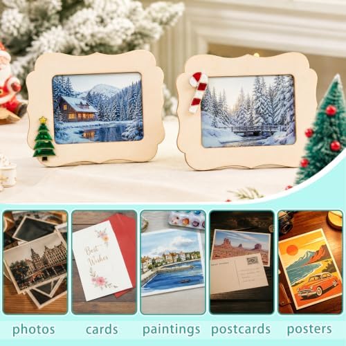 VOKOY 60 Pack Wooden Picture Frames for Crafts, 4" x 6" Photos DIY Wood Frames for Crafting,Unfinished Standing Photo Frames DIY Crafts Wood Decorate for Birthday Gifts, Vintage Shape - Image 4
