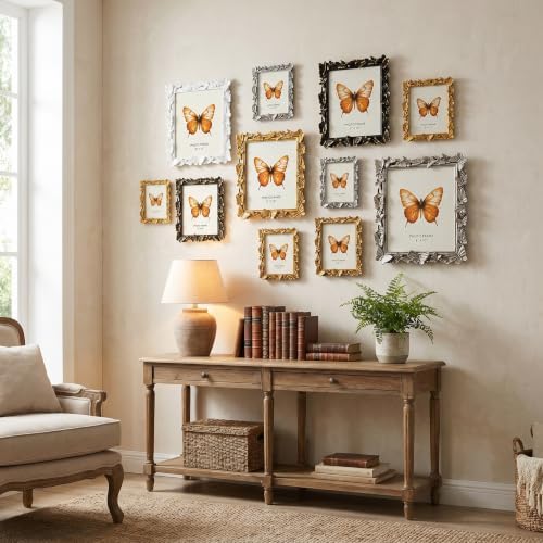 Gold 5X7 Vintage Picture Frames Golden Palm Butterfly Elegant Retro European Design,Antique Picture Frame for Tabletop Stand or Wall Hanging - Image 6