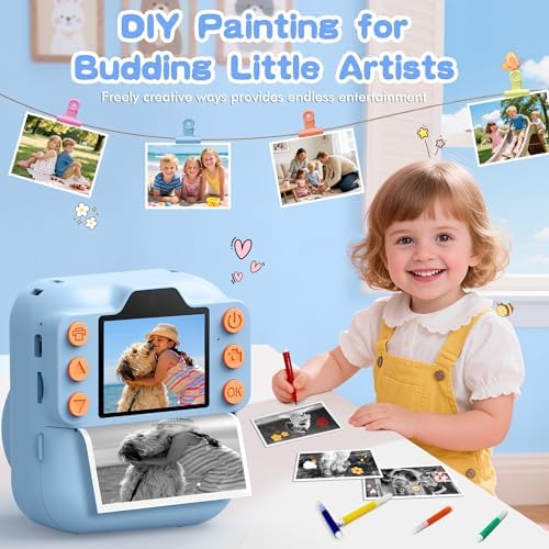 Kids Instant Camera with 64GB SD Card, Portable Digital Camera Toy for Girls and Boys Ages 3-12, Toddler Christmas and Birthday Gift for 3 4 5 6 7 8 9 10 Year Old Kids (Blue) - Image 4