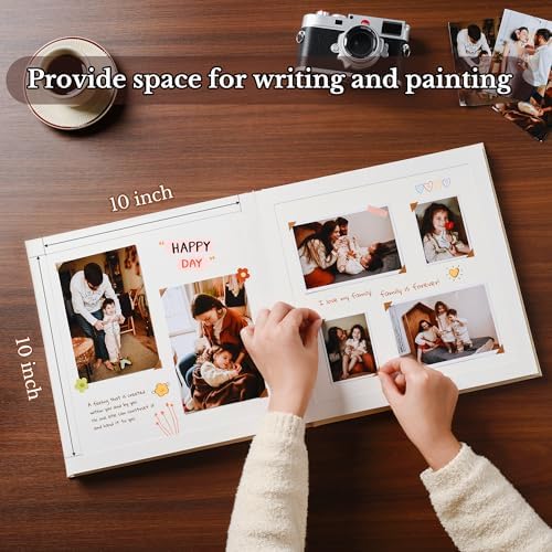 Pssoss 10x10 Inch DIY Scrapbook Album, Linen Hardcover, 40 Pages, Black - Image 4