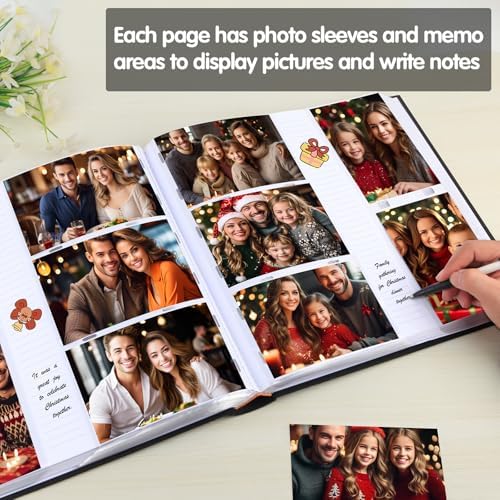 600 Pocket 4x6 Photo Album with Writing Space, Linen Cover, Black - Image 4