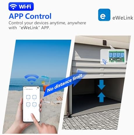 DieseRC 4 Channels WiFi Smart Switch, DC 5V 12V 24V 36V Passive Output Relay Module Ewelink APP WiFi Control Compatible with Alexa/Google Home, Inching/Self-Locking Switch - Image 4