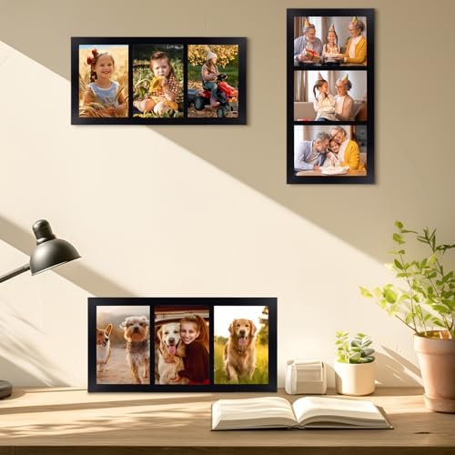 Golden State Art, 5x7 Picture Frame - Display Three 5x7 Photos (Black) - Image 2