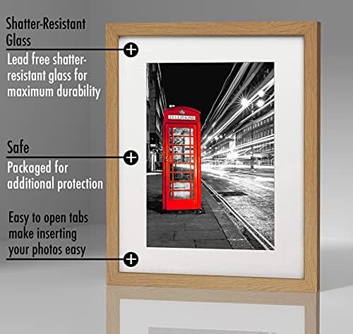 Americanflat 11x14 Picture Frame with Shatter-Resistant Glass - Use as 8x10 Frame with Mat or Display 11x14 Photo Without Mat - Signature Collection - Picture Frames for Wall Display - Dark Oak - Image 5