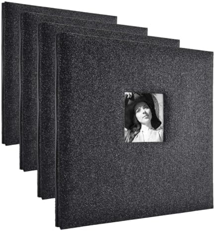 MCS Expandable 10-Page Glitter Scrapbook Album with Photo Opening Cover and 12 x 12 Inch Pages, 13.5 x 12.5 Inch, Black Diamond |(Pack of 4) by MCSIndustriesInc