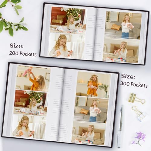 Popotop Photo Album 4x6 300 Photos with Writing Space, Leather Cover Album with Display Picture Window, Photo Book for Wedding Family Baby Gift - Image 4