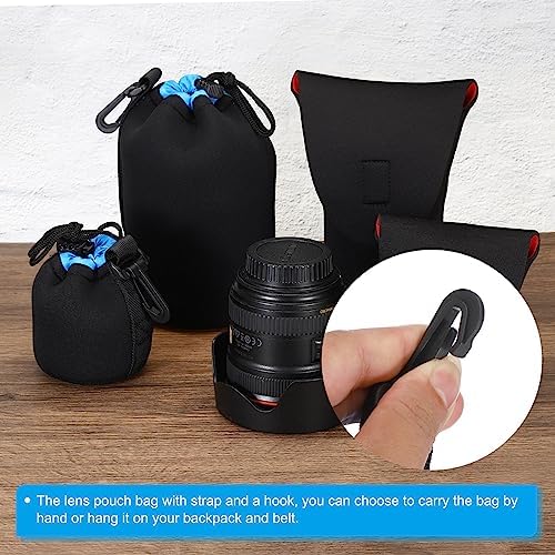 PATIKIL Camera Lens Bag, 2 Pcs 2.8" IDx3.9 H Drawstring Lens Pouch with Thick Protective Neoprene, Lens Case for DSLR Camera Lens, Water Coffee Cups Black - Image 5