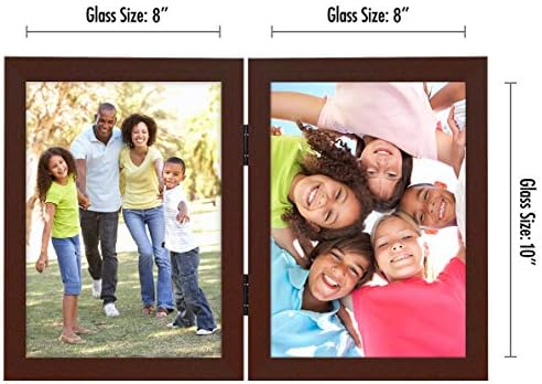 Americanflat Hinged 8x10 Picture Frame with Shatter-Resistant Glass - Double Picture Frames with Engineered Wood - Signature Collection - Photo Frame for Tabletop Display - Mahogany - Image 2