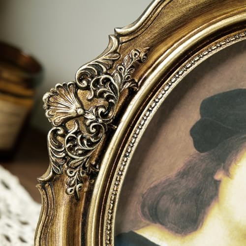 Cuspin 5x7 Gold Picture Frame Vintage Ornate Oval Resin Frame - Image 4