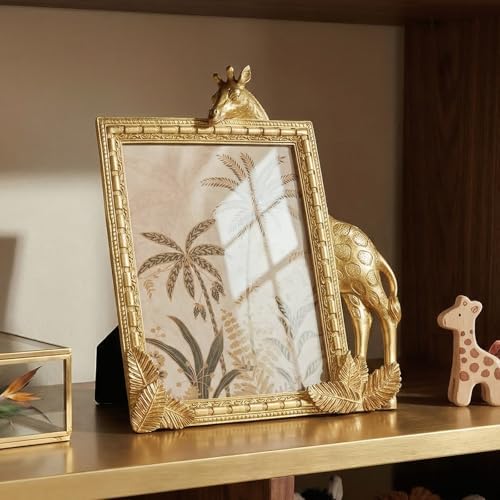 Cuspin 5x7 Picture Frame Gold Vintage Giraffe Ornate Resin Frame - Image 7