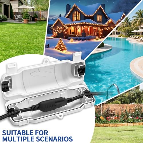 6 Pack Outdoor Extension Cord Safety Cover, Waterproof, White - Image 6