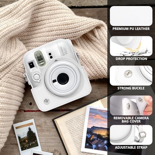 CAIYOULE Camera Case for Fujifilm Instax Mini 13 Instant Camera, White - Image 2