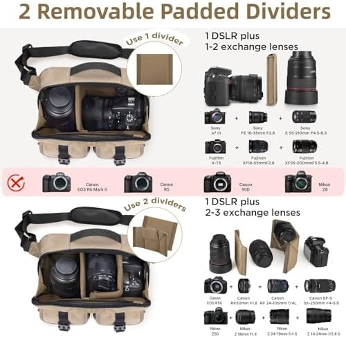 TAAOKA Camera Sling Bag,DSLR Camera Bag with Tripod Holder,Waterproof Camera Shoulder Crossbody Bag for Photographers(Coffee) - Image 2