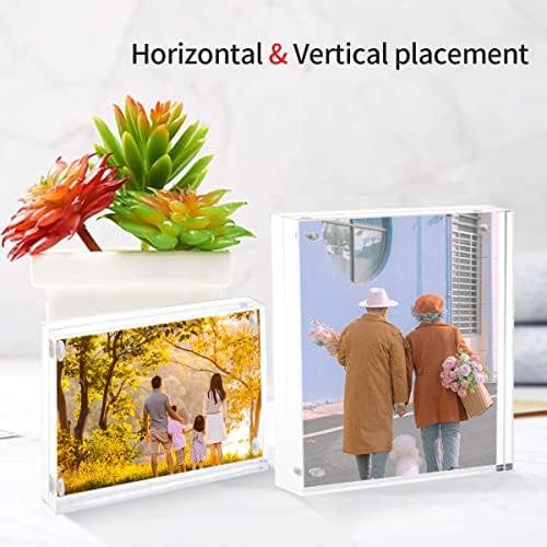 Sezanrpt Acrylic Photo Frames 3.5x5 Double Side Magnets Picture Frame, Magnetic Picture Frames for 3x4, 3x5, 3.5x4.5 photo, 10 + 10MM Thickness 1Pack - Image 5