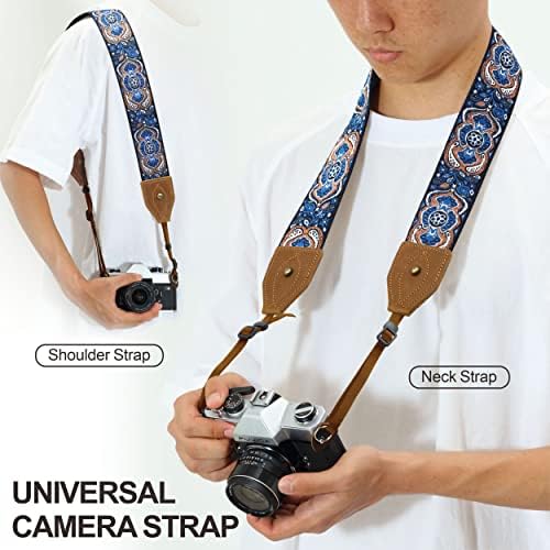 Padwa Lifestyle 2" Wide Classic Crazy Horse Art Cowhide Head Cotton Camera Straps for Photographers - Image 2