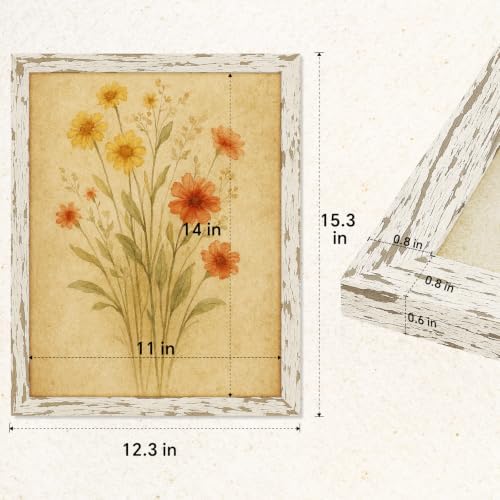 puthiac 11x14 Rustic Farmhouse Picture Frame, Distressed White, 1 Pack - Image 4