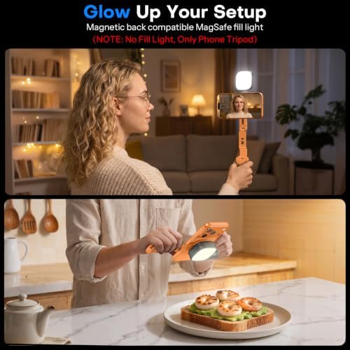 OMOTON TP03 [Ultra-Slim] 360° Rotating for MagSafe Tripod with Hook, Orange - Image 2