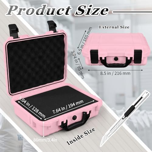 Relaxweex 8.5 x 6.5 x 3.7 Inch Hard Case, Grid Shell, Pink - Image 2