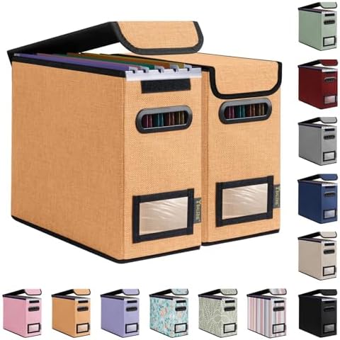 BALEINE File Organizer Box with Lid, Collapsible Hanging File Storage Box by BALEINE
