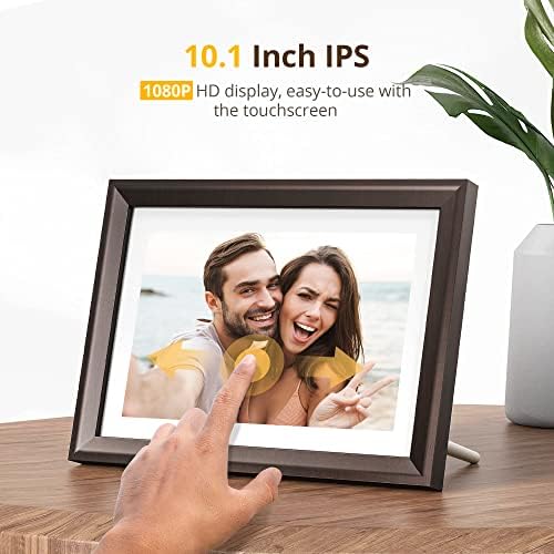 Dragon Touch Digital Picture Frame WiFi 10 inch IPS Touch Screen Digital Photo Frame Display, 32GB Storage, Auto-Rotate, Share Photos via App, Email, Cloud, Classic 10 Brown - Image 2