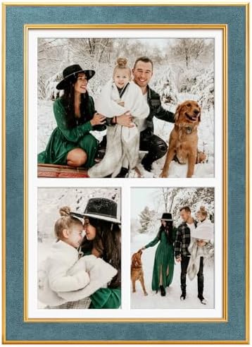 Suede P538-1116 11x16 Picture Frame Display 3 Opening One 8x10 Picture Frames and 5x7 Double Picture Frames Collage Wall Decor with Mat,Multi Photo Frame for Plexiglass,Wall Decor,1Pack,Blue - Image 3