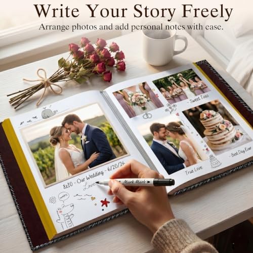Dark Brown Large Self-Adhesive Photo Album, PU Leather Cover - Image 2